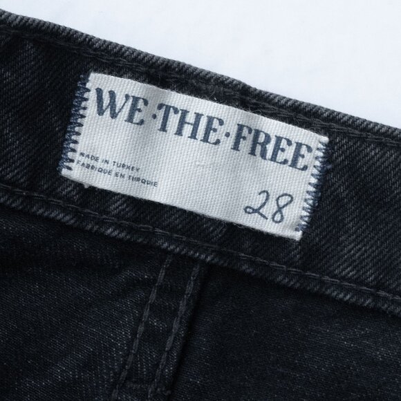 We the Free Taper Baggy Boyfriend Jeans Grunge Goth Charcoal Black Ankle Fray - Picture 7 of 15